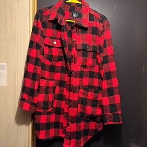 BDG Red and Black Checkered Shirt Jacket